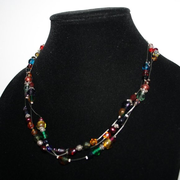 Beautiful silver and rainbow layered necklace